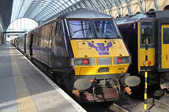 Flying Scotsman logo on end train at Kings Cross