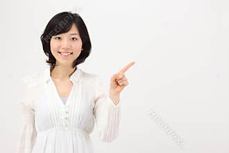 Pointed to a young asian woman