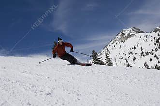 Freestyle Skier Skiing Downhill