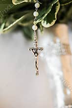 Silver Crucifix Rosary Beads