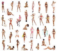 A collage of young women in different poses