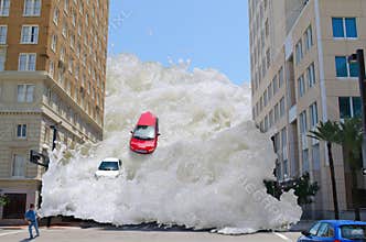 Tsunami tidal wave flash flood