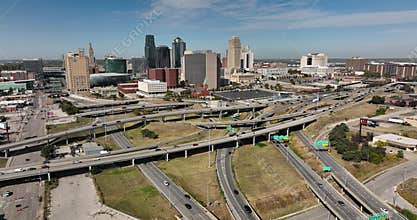 Fast Motion Aerial Cars on Highway Kansas City Missouri