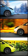 Car and seasonal landscape