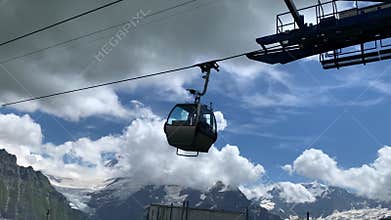 Cable Car leaving Firstbahn in Switzerland