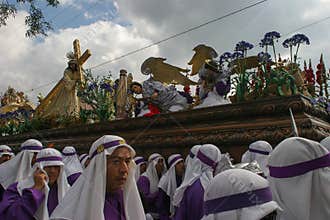 Holy Week in Guatemala: Procession on Jesus Nazarene of the Mercy on Palm Sunday in Antigua Guatemala