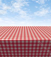 Checkered cloth table