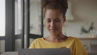Young woman receiving job offer. Female in aspirations