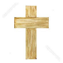 Watercolor cross, Easter religious symbol