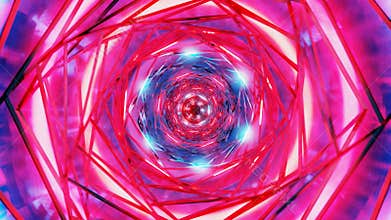 vj loop vibrating red light sci-fi digital tunnel abstract background
