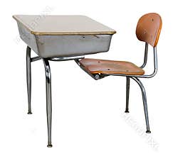 Old Retro School Desk Isolated on White