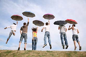 Group with umbrellas