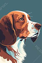Beagle dog. Vector illustration of a hunting dog in cartoon style