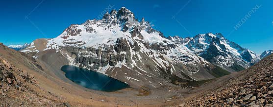 Cerro Castillo mountain national park and lake in Patagonia, Chile