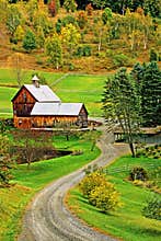 rustic rural farm in Woodstock Vermont Autumn colors