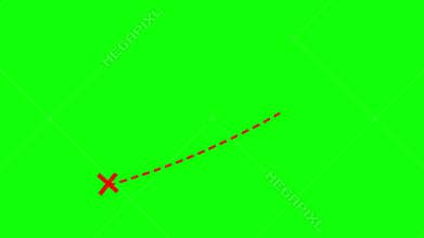 Map route leading to end destination, green screen 4k template