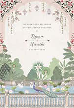 Traditional Indian Mughal Wedding Card Design. Invitation card for printing.