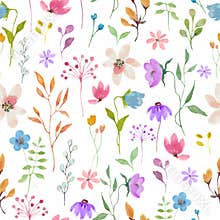 Watercolor seamless pattern. Hand drawn floral background. Vector EPS.