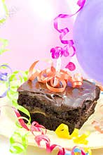 Cake, balloons, ribbons