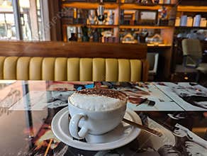 Cappucino in a retro bar