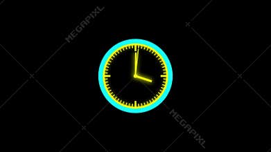 Clock animation in 12 hour loop animation. alarm clock icon concept