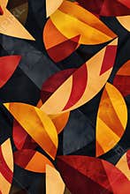 Bold Geometric Autumn Abstract Background with Vibrant Angular Leaf Patterns for Fall Designs