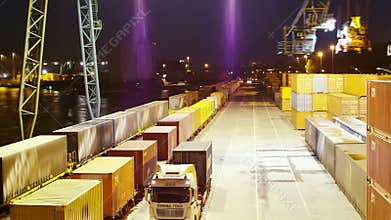 Container load on truck - timelapse