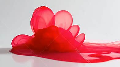 Macro slow motion red ink blooming in water abstract petal shapes 4k white background