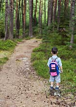 Child on forest road