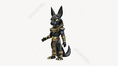 Cute Anubis Cartoon Character, Egyptian Mythology Mascot