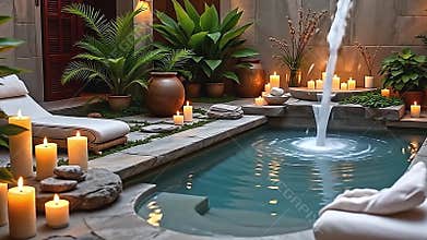 A scene of ultimate relaxation, a perfectly arranged spa setting Generative AI