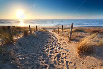 Path to sand beach in North sea