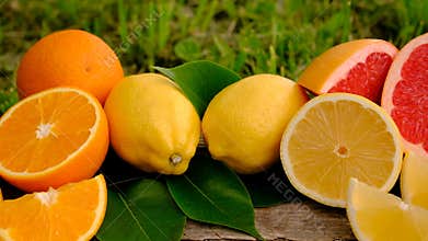 vitamin c and citrus. Selective focus.