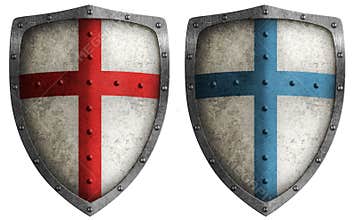 Medieval crusader shield isolated
