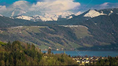 Clouds around Swiss Alps in Central Switzerland