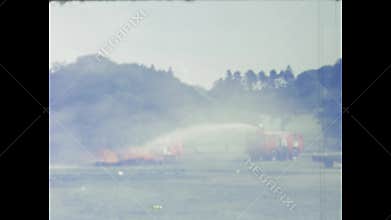 Vintage airshow, biplanes performing aerobatics in the 70s uk