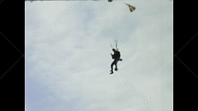 Parachutists performing aerobatics in the 1970s uk