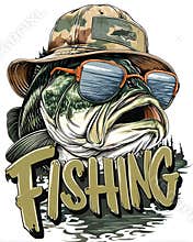 Fishing logo design isolated on white background. Ai Generative