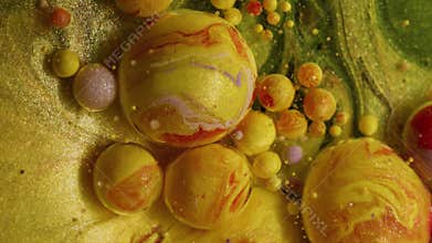 Shimmering gel bubble paint marble swirling oil