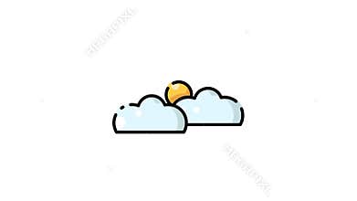 Sun behind two clouds icon animation digital design