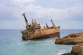 Edro III Shipwreck Near Rocky Coastline in Cyprus
