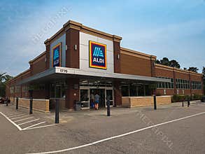 ALDI Supermarket Storefront Logo Cary NC Location Grocery Store International