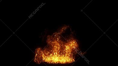 Fire Flames Particles on a Black Background Displaying Energy and Heat