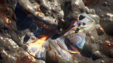 Abstract Molten Surface with Intense Light and Dynamic Reflections