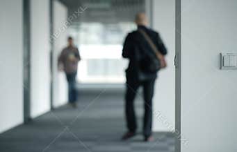 Inside office building