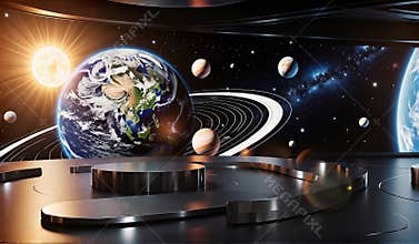 Immersive Solar System Exhibit in a Planetarium Setting