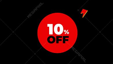 10 Percent Off Red Animation on Black Background Video - Discount Motion Graphic