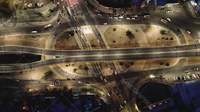 Timelapse of traffic at a highway overpass in Mendoza, Argentina. Aerial View.