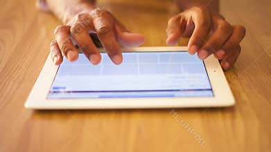 African American hands using a tactile tablet pc