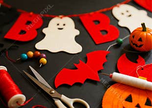 Creative Halloween Craft Supplies: DIY Decorations with Ghosts, Bats, and Pumpkins